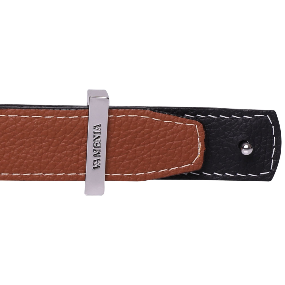 Reversible belt made of calfskin in brown and black